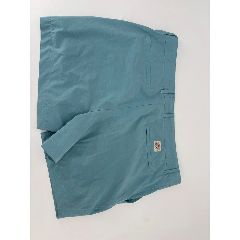 Faherty All Day Shorts Mens 40 Teal Blue Hybrid Quick Dry Stretch Flat Front